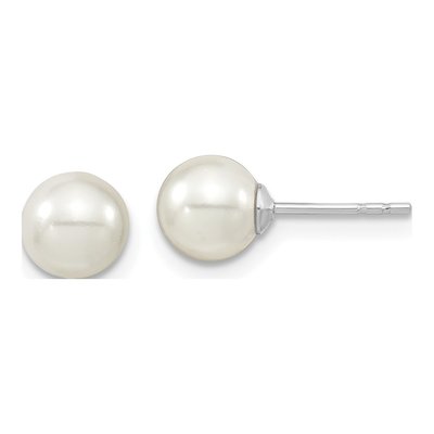 Sterling Silver Shell Pearl Stud Earrings