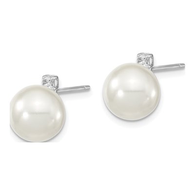 Sterling Silver CZ Shell Stud Earrings – view 2