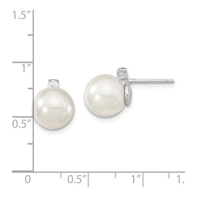 Sterling Silver CZ Shell Stud Earrings – view 4