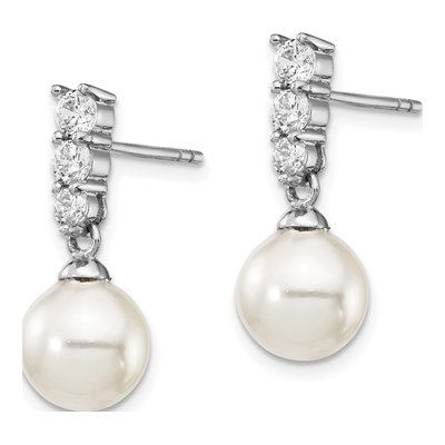 Sterling Silver CZ Shell Dangle Earrings – view 2