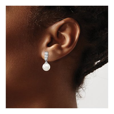 Sterling Silver CZ Shell Dangle Earrings – view 3