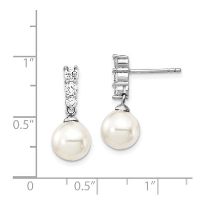 Sterling Silver CZ Shell Dangle Earrings – view 4