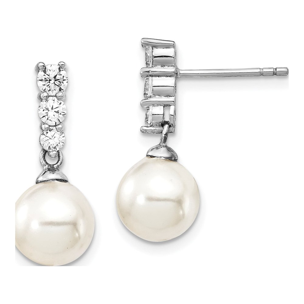 Sterling Silver CZ Shell Dangle Earrings