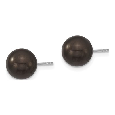 Sterling Silver Black Shell Pearl Stud Earrings – view 2
