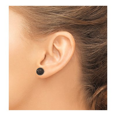 Sterling Silver Black Shell Pearl Stud Earrings – view 3