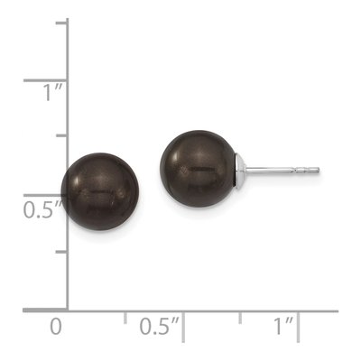Sterling Silver Black Shell Pearl Stud Earrings – view 4