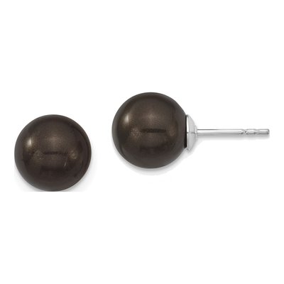 Sterling Silver Black Shell Pearl Stud Earrings