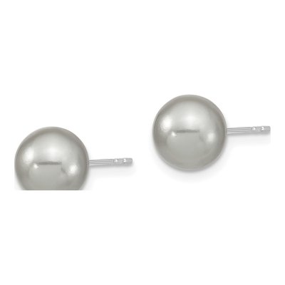 Sterling Silver Grey Shell Pearl Stud Earrings – view 2