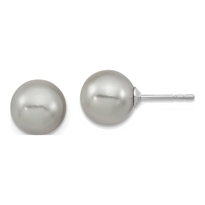 Sterling Silver Grey Shell Pearl Stud Earrings