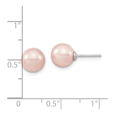Sterling Silver Pink Shell Pearl Stud Earrings – view 4
