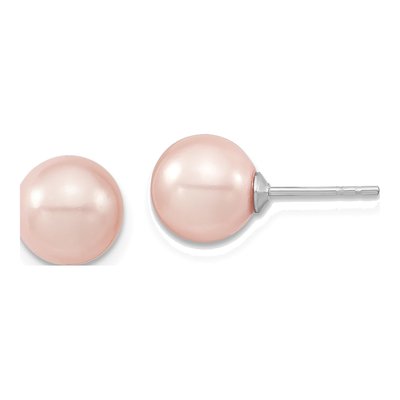 Sterling Silver Pink Shell Pearl Stud Earrings