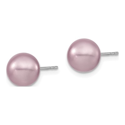 Sterling Silver Purple Shell Pearl Stud Earrings – view 2