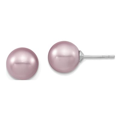 Sterling Silver Purple Shell Pearl Stud Earrings
