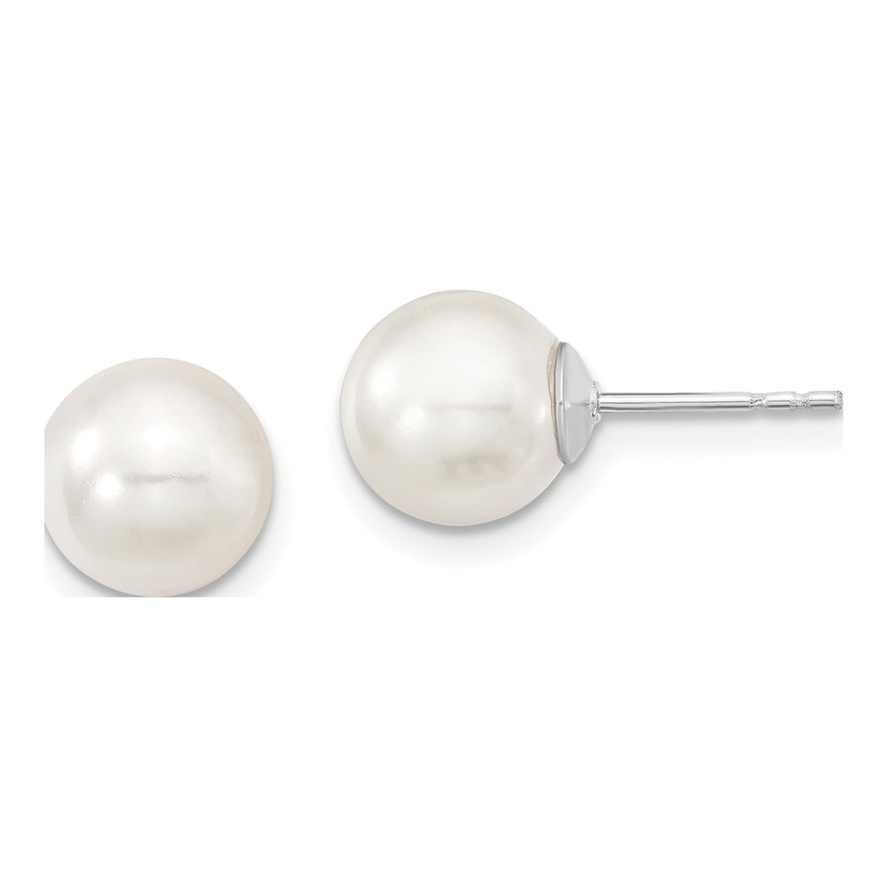 Sterling Silver Shell Pearl Stud Earrings