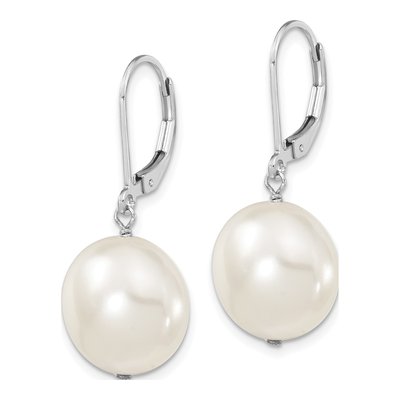 Sterling Silver Shell Pearl Leverback Earrings – view 2