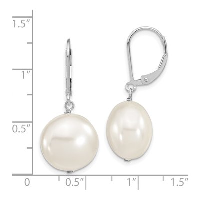 Sterling Silver Shell Pearl Leverback Earrings – view 4