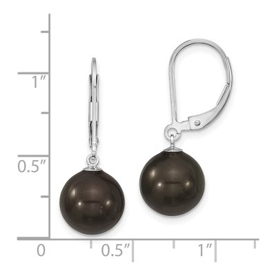 Sterling Silver Black Shell Pearl Leverback Earrings – view 4