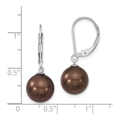 Sterling Silver Brown Shell Pearl Leverback Earrings – view 4
