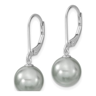 Sterling Silver Grey Shell Pearl Leverback Earrings – view 2