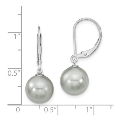 Sterling Silver Grey Shell Pearl Leverback Earrings – view 4