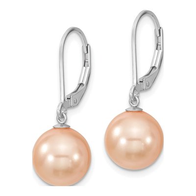 Sterling Silver Pink Shell Pearl Leverback Earrings – view 2