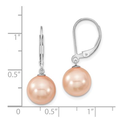 Sterling Silver Pink Shell Pearl Leverback Earrings – view 4