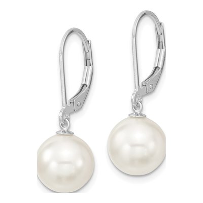 Sterling Silver Shell Pearl Leverback Earrings – view 2