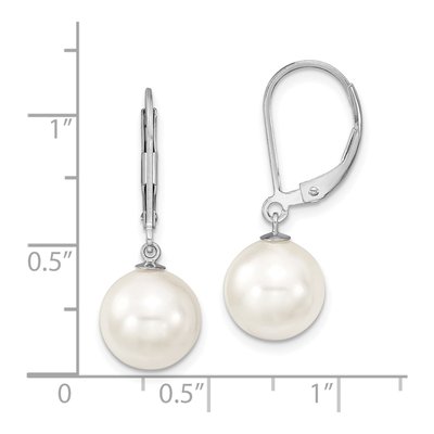 Sterling Silver Shell Pearl Leverback Earrings – view 4