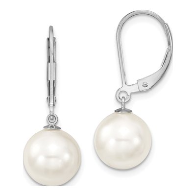 Sterling Silver Shell Pearl Leverback Earrings