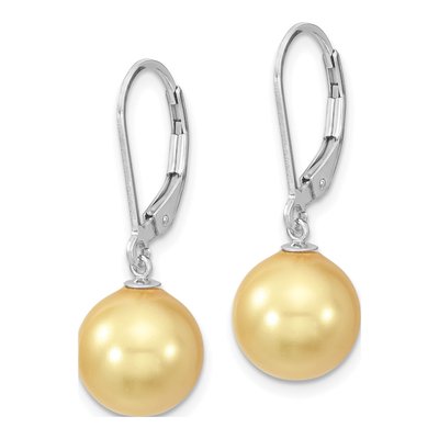 Sterling Silver Shell Pearl Leverback Earrings – view 2