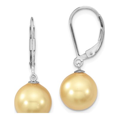 Sterling Silver Shell Pearl Leverback Earrings
