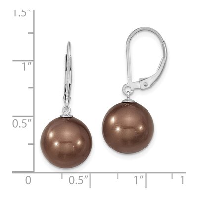 Sterling Silver Brown Shell Pearl Leverback Earrings – view 4