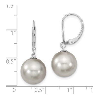 Sterling Silver Grey Shell Pearl Leverback Earrings – view 4