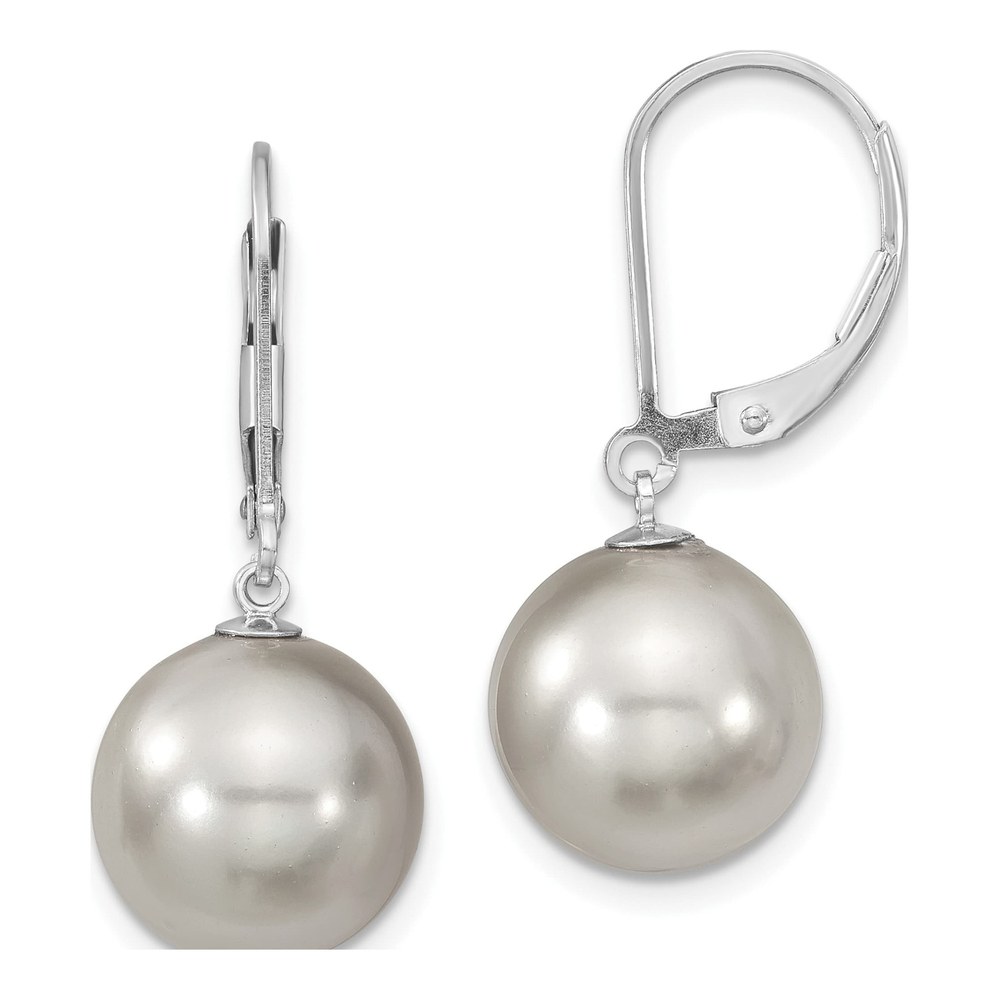 Sterling Silver Grey Shell Pearl Leverback Earrings
