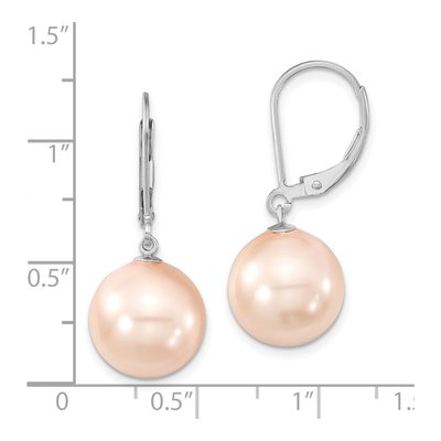Sterling Silver Pink Shell Pearl Leverback Earrings – view 4
