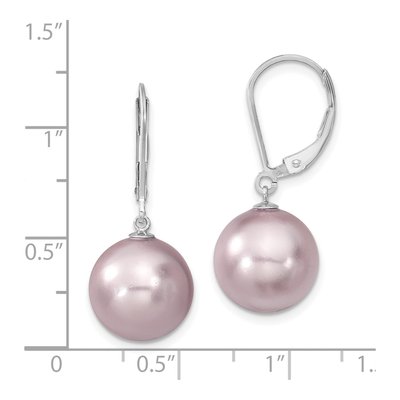 Sterling Silver Purple Shell Pearl Leverback Earrings – view 4