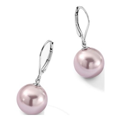 Sterling Silver Purple Shell Pearl Leverback Earrings – view 5