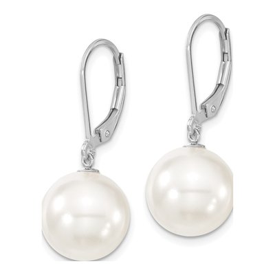 Sterling Silver Shell Pearl Leverback Earrings – view 2
