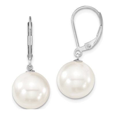 Sterling Silver Shell Pearl Leverback Earrings
