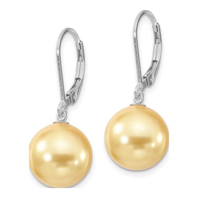 Sterling Silver Shell Pearl Leverback Earrings – view 2
