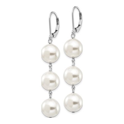 Sterling Silver Shell Pearl Leverback Earrings – view 2