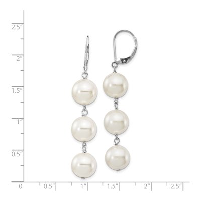 Sterling Silver Shell Pearl Leverback Earrings – view 4