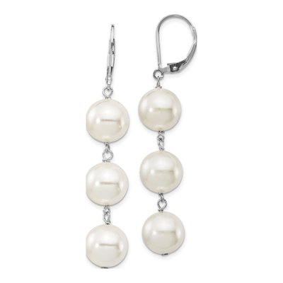 Sterling Silver Shell Pearl Leverback Earrings