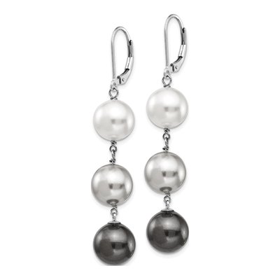 Sterling Silver Shell Pearl Leverback Earrings – view 2