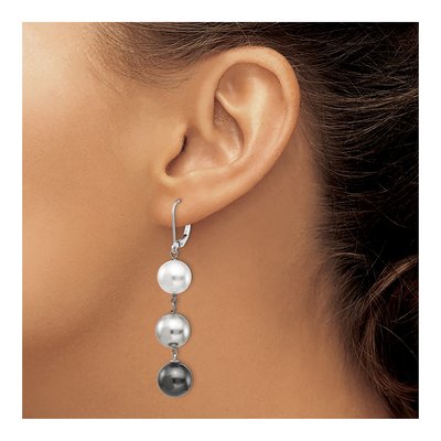 Sterling Silver Shell Pearl Leverback Earrings – view 3