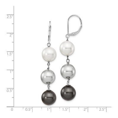 Sterling Silver Shell Pearl Leverback Earrings – view 4