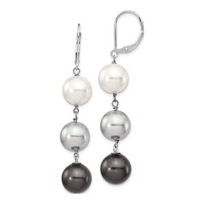 Sterling Silver Shell Pearl Leverback Earrings