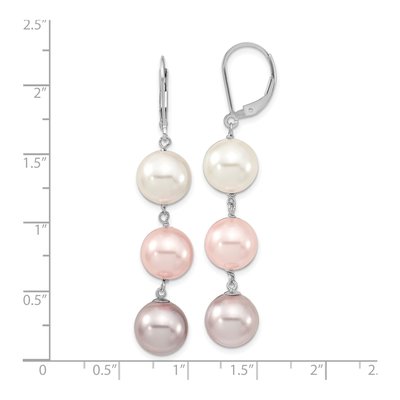 Sterling Silver Multi-Color Shell Pearl Leverback Earrings – view 4