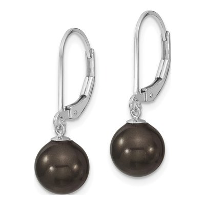 Sterling Silver Black Shell Pearl Leverback Earrings – view 2