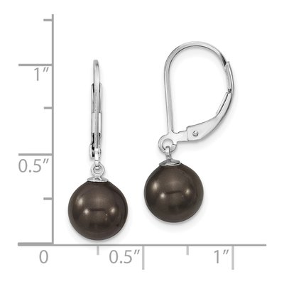 Sterling Silver Black Shell Pearl Leverback Earrings – view 4